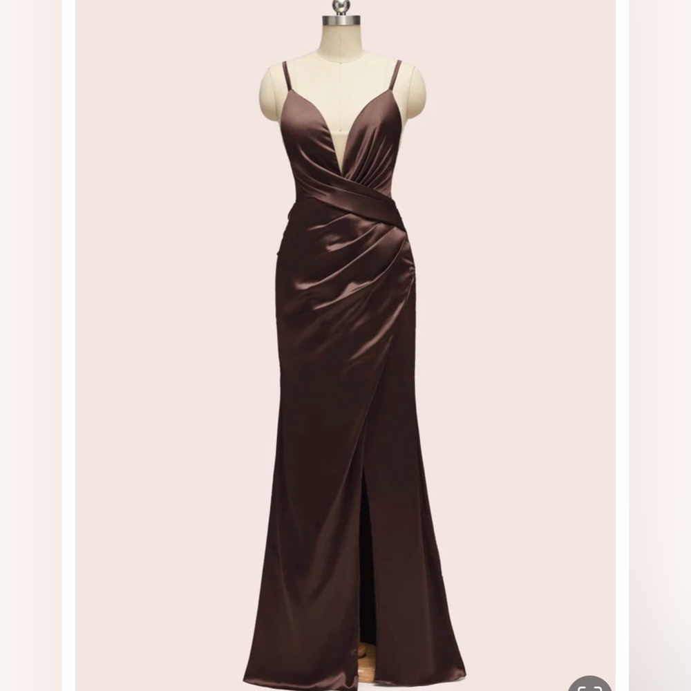 Chocolate brown satin bridesmaid dress
